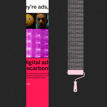 Collage showing bold branding and paint roller revealing complex data